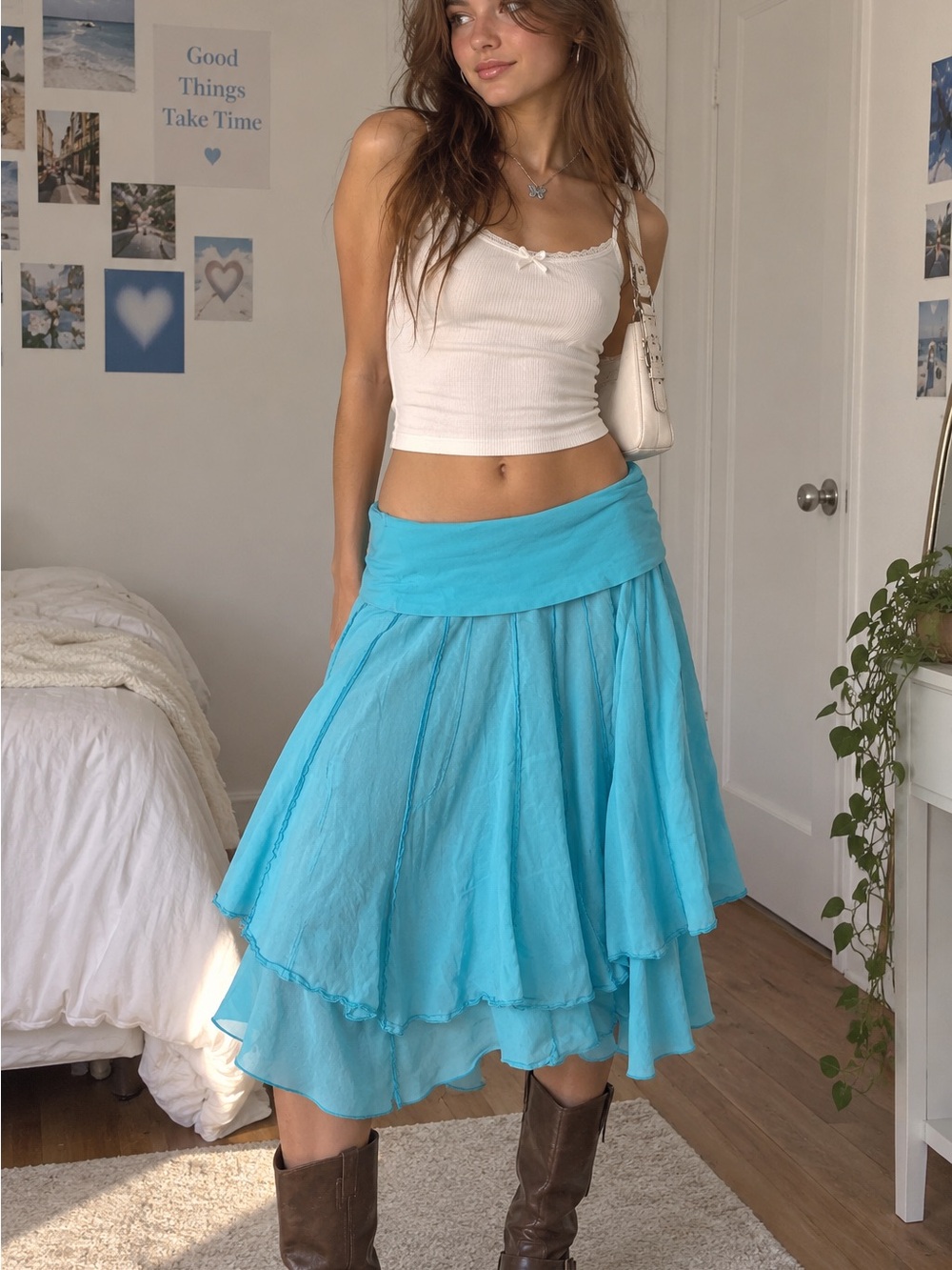 Vintage Y2K low rise handkerchief hem midi boho gypsy fairycore xl skirt